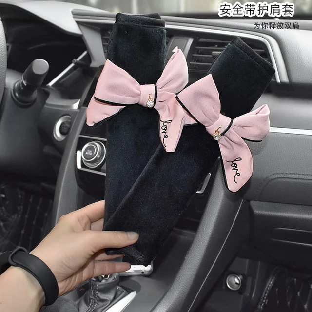 1pc Cute Bowknot Universal Car Safety Seat Belt Cover Soft Plush Shoulder  Pad Car Styling Seatbelts Protective Car Accessories - Seat Belt Accessories  - AliExpress