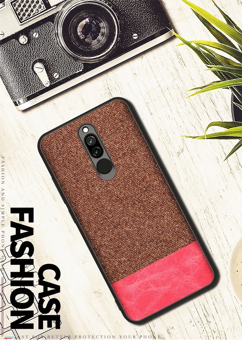 Для Xiao mi redmi 8 чехол силиконовый тканевый противоударный чехол для Xiao mi redmi 8A note 8 cc9 pro mi 9 Capas чехол - Цвет: brown with red