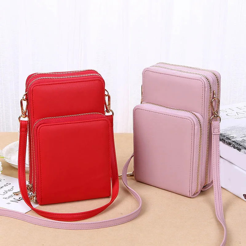 

Women Multi-function Mobile Phone Ladies Wallet PU Long Large Capacity Mini Bag Shoulder Bag