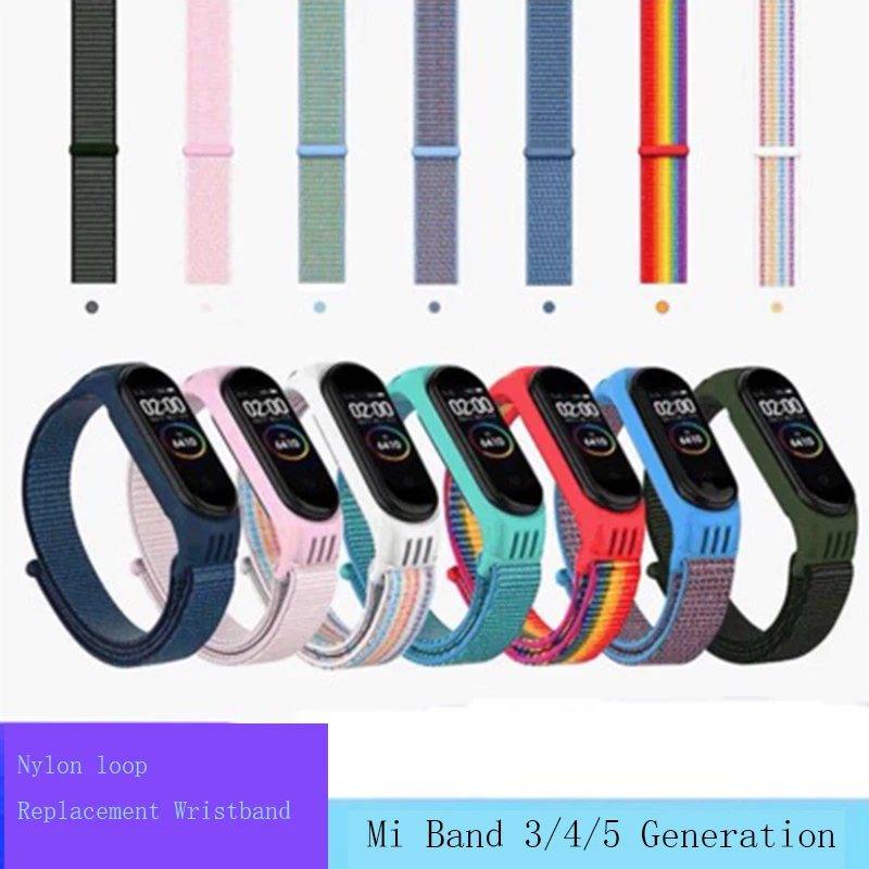 

Suitable For Mi Band 5 One-Piece Nylon Loop Strap Breathable And Replaceable Belt Movement Loop Velcro