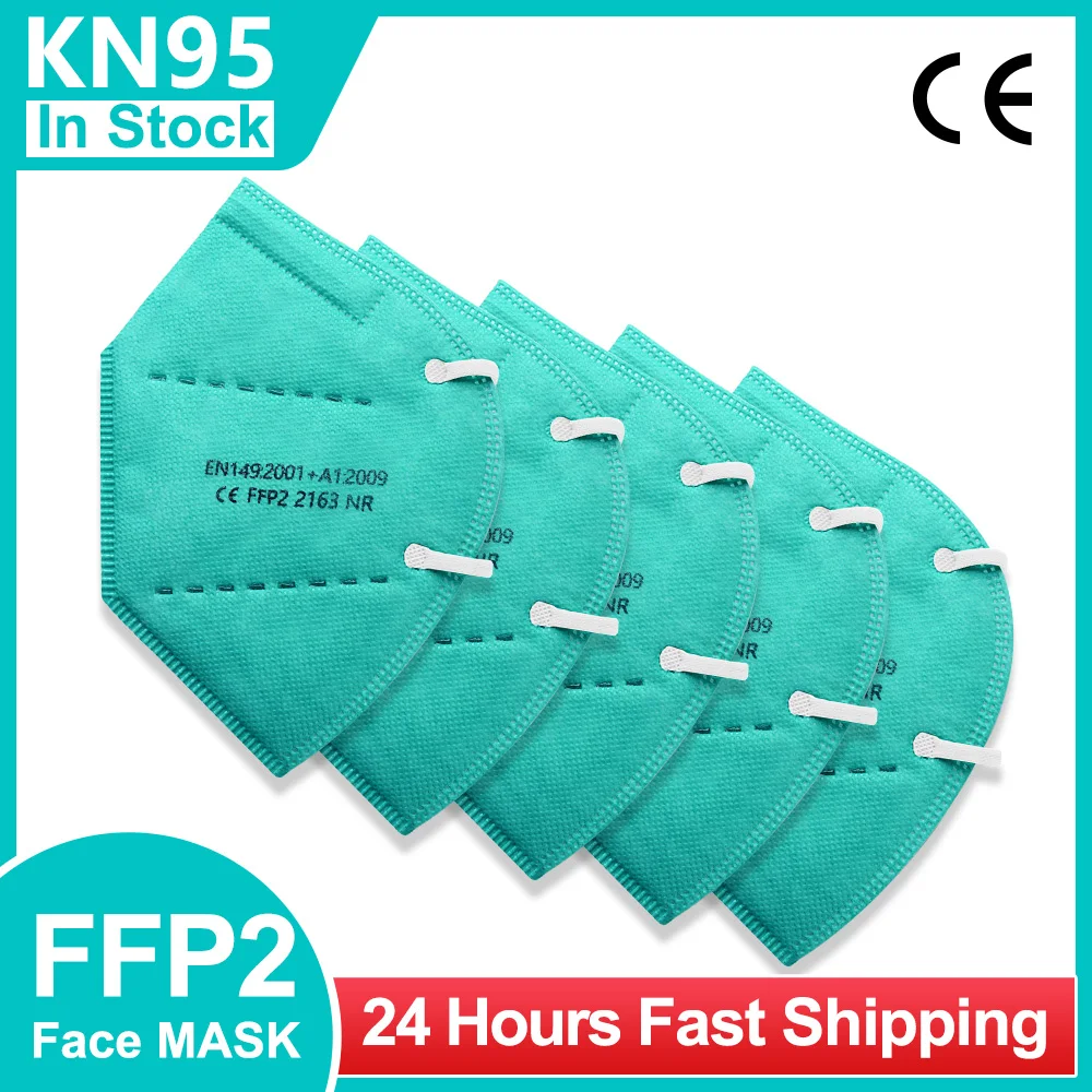 5-100 Uds Color verde KN95 FFP2 cara Mascarilla FPP2 Mascarilla reutilizable boca máscaras de protección KN 95 FFPP2 Maske de filtro