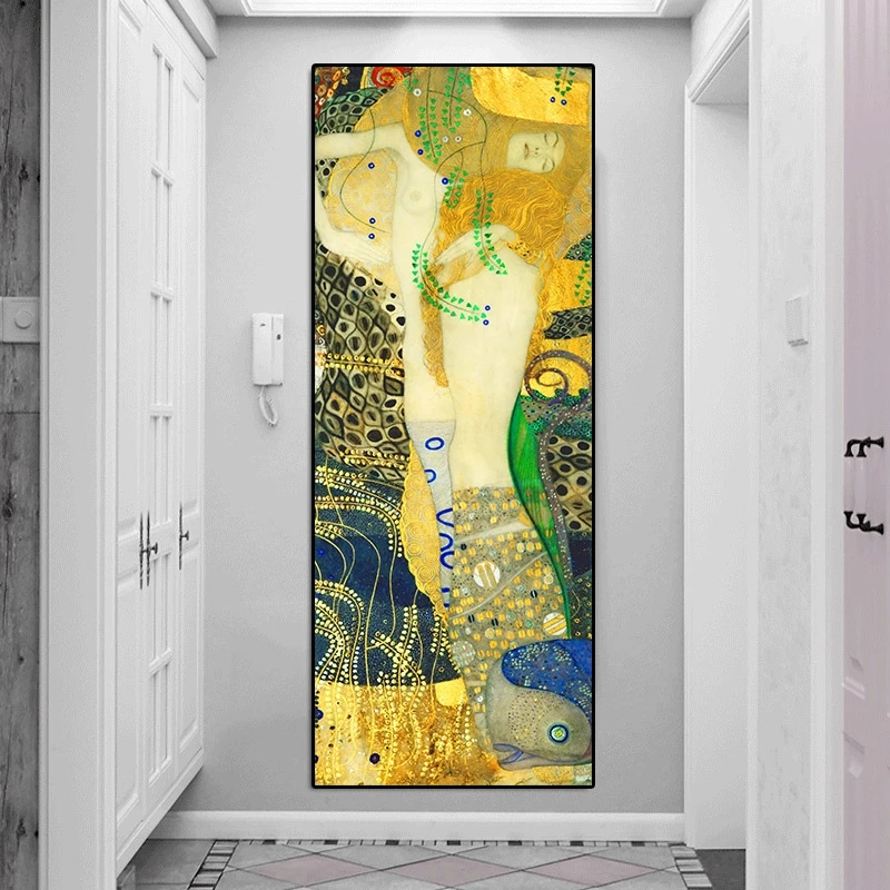 Картины знаменитые водяные змеи I от Gustav Klimt Картина на холсте постеры и принты Настенная картина Cuadros для