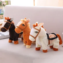 Волшебная электрическая ходячая плюшевая игрушка Лошадь чучело игрушка электронная музыка игрушечная лошадь для детей рождественские подарки