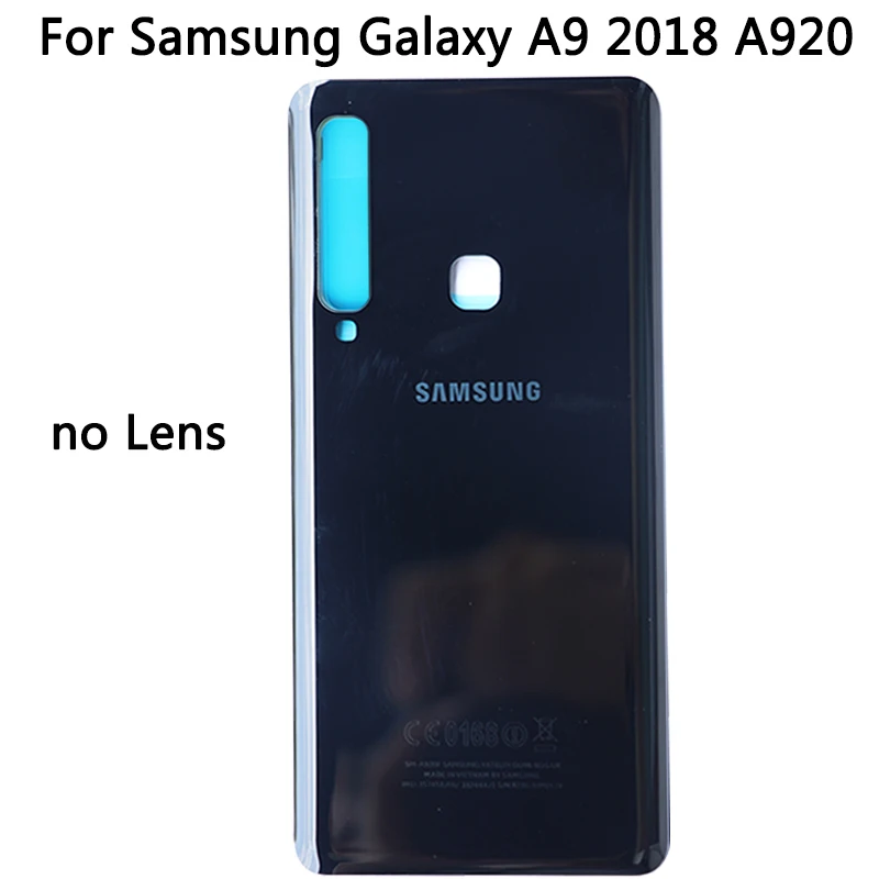 10 шт Для SAMSUNG Galaxy A9 A920 задняя крышка Задняя стеклянная крышка Корпус чехол с оправа объектива камеры A9 A920 крышка батареи - Цвет: Black No Lens