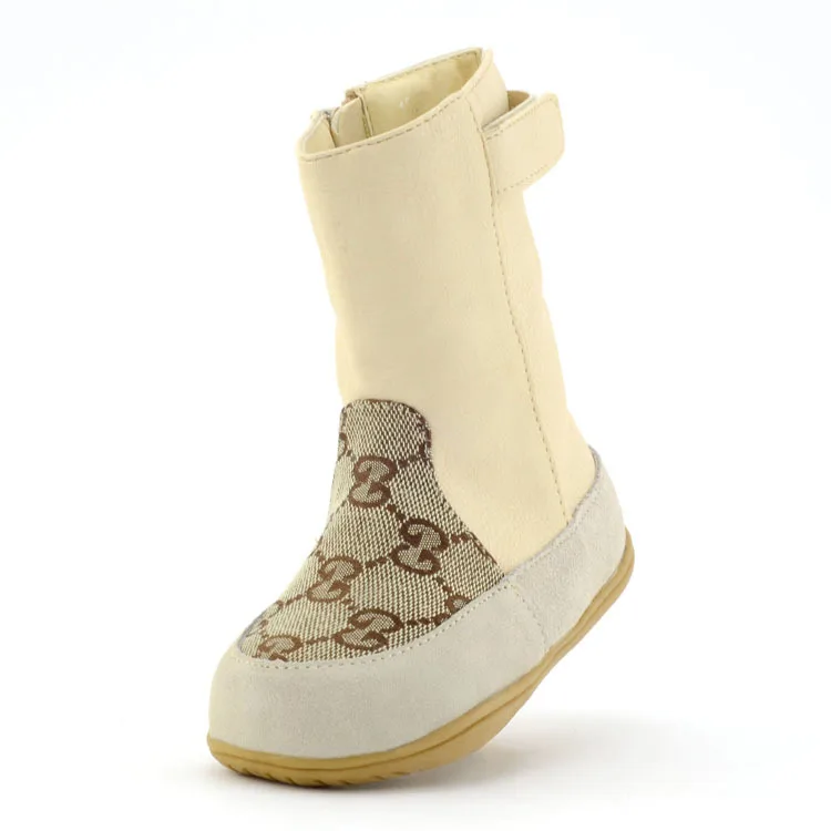 Осенне-зимние новые кожаные детские ботинки детские хлопковые зимние ботинки для мальчиков обувь из хлопка женские Ботинки Martin - Цвет: Бежевый