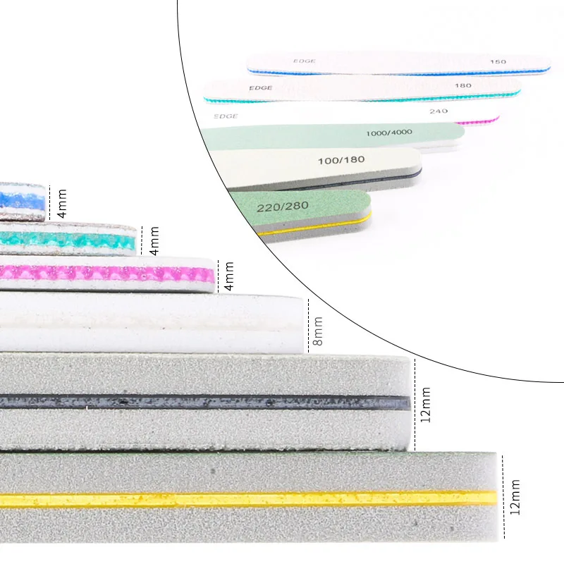 240150180220/280,1000/4000100/180 шлифовальный) пилочка для ногтей 6 шт./компл. пилочкой для ногтей маникюрный набор файлов блок 2 боковыми пилочки для ногтей