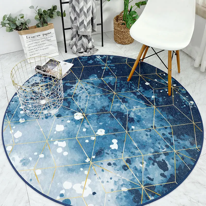

Simanfei Round Carpet Nordic Blue Ocean Star Hairless Large Rugs and Carpets For Home Living Room Kids Coffee Table Floor Mat