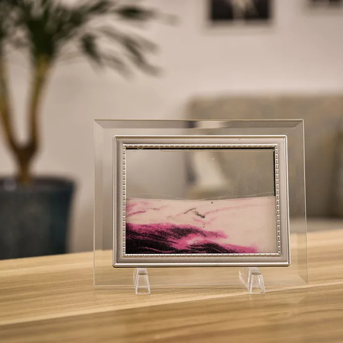 3D Dynamic Flowing Grit Sand Painting Transparent Glass Frame Drawing Landscape MU8669