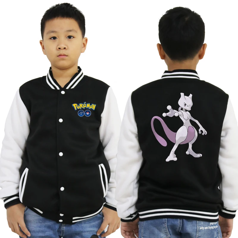 baseball jacket 3 Куртка для мальчиков с принтом «Pokemon Pikachu Go»; зимнее пальто для маленьких девочек; бейсбольная куртка для маленьких детей; спортивная одежда; ветрозащитная одежда для маленьких мальчиков - Цвет: baseball jacket 3