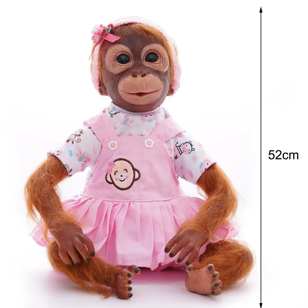 NPK 52 см ручной работы детальная краска Reborn Baby Monkey Новорожденный ребенок коллекционное искусство Высокое качество имитация обезьяна кукла