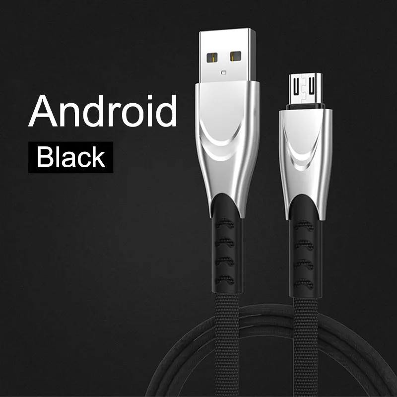 Android-Black 2.5A нейлон данных Android кабели iOS type-c мобильный телефон Быстрая зарядка Micro USB кабель передачи данных Шнур 1 м провод - Цвет: Android-Black