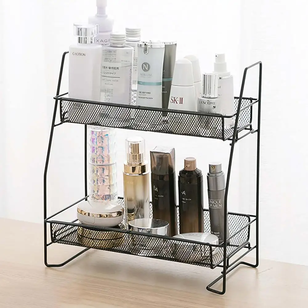 Detachable Wrought Iron Shelf Desktop Storage Rack Kitchen Spice Rack Bathroom Double-layer Cosmetics Finishing Rack