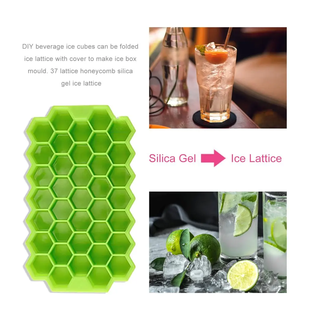 37 ячеек, силиконовый лоток для льда, сделай сам, для напитков, кубики льда, могут быть сложены, кубики льда с крышкой, коробка для льда, форма для холодной и высокой температуры