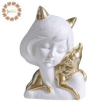 

Creative Personality Ladies and Fox Love Gift People Ornaments Figurine Statue Artificial Best Gift Valentine's Day'