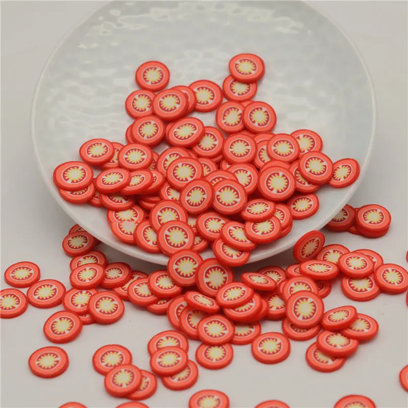 10mm tamato 100 г/лот полимер растительный кабачок Горячая глина Fimo распыляет прекрасные конфетти для рукоделия, DIY конфетти - Цвет: 10mm tamato
