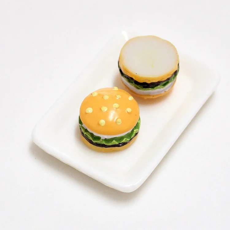 Simulation Mini Cute Burger Addition Slime Supplies Accessories DIY Phone Case Decoration for Slime Filler Miniature Resin Toy