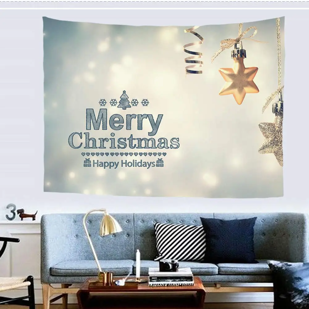

Merry Christmas Tapestry Wall Hanging Xmas Print Holiday Home Decoration for Bedroom Living Room