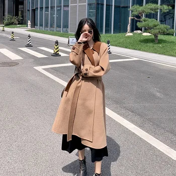 

Autumn and Winter High-End Customizable Luxury Double-Sided Double Color Double-faced Woolen Goods Wool Duffle Coat