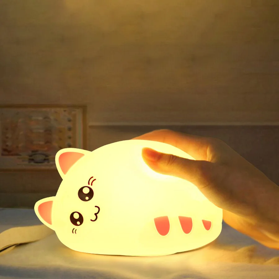 

usb led bulb Colorful LED Night Animal Cat stype Silicone Soft Breathing Cartoon Baby Nursery Lamp bedroom Children Gift