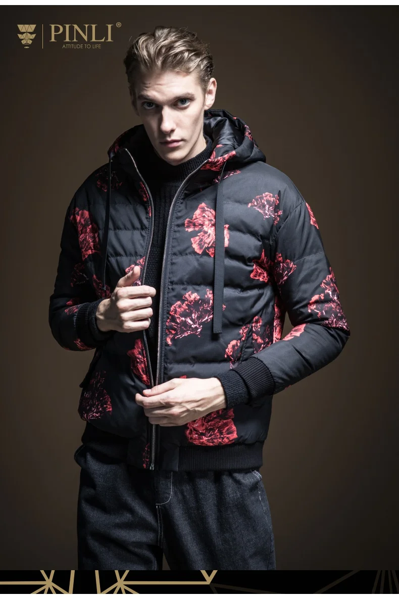 Sobretudo Direct Selling Pinli Product Made The New Autumn Men's Printed White Duck Down Warm Hooded Jacket B193608821