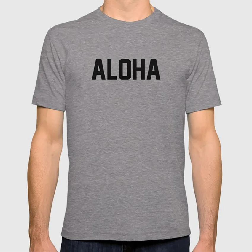 Aloha футболка aloha Тип шрифт Гавайи слова черный дизайн стиль мода