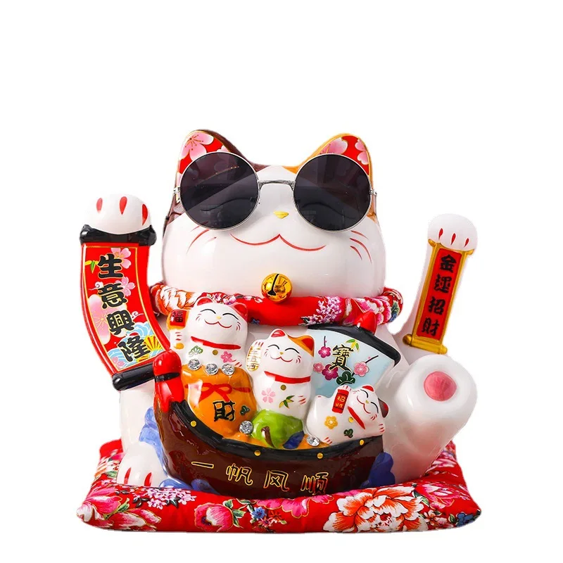 

11 inch lucky cat decoration shop opening front desk home living room cashier office creative gifts shaking hands