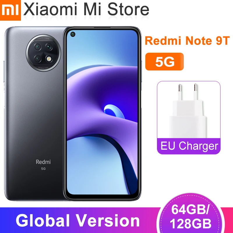  Xiaomi Redmi Note 9T 5G смартфон 4GB оперативной памяти, 64 Гб встроенной памяти/128G ROM Dimensity 800U двойной 5G сим картами 5000 мАч батарея NFC 