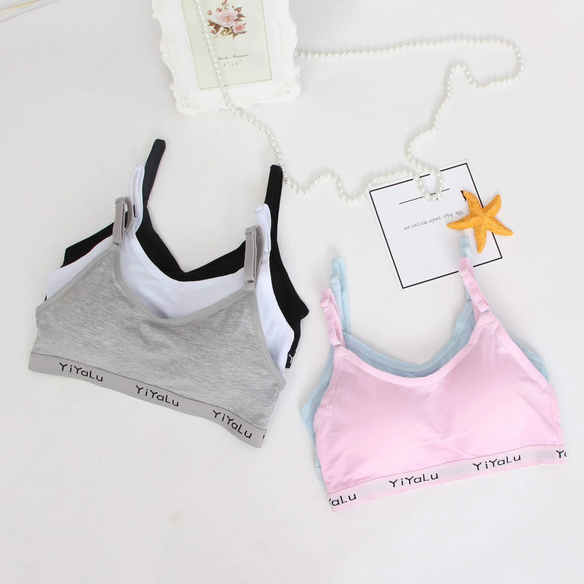 Bra for Teenage Cotton Training Child Girl Underwear Kids Solid Color Sport Vest Teens Puberty Clothing 8-14Y |