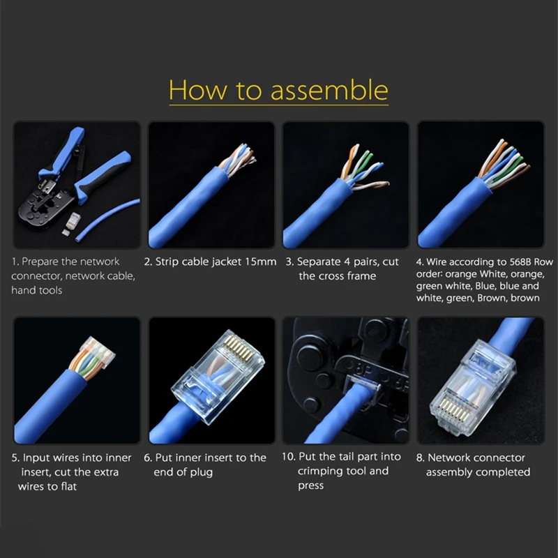 100 шт. Cat6 RJ45 разъем UTP кабель Ethernet Jack 8P8C сетевой CAT 6 Модульные вилки с 6,5 мм RJ45 шапки