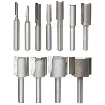 

11Pcs 1/4 Inch Shank 2 Flute Straight Bit Woodworking Tools Router Bit Carbide Single & Double Edge Cutter 11 Sizes