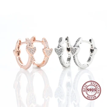 

Original 925 Sterling Silver Earring Rose Pave Bead Earrings With Crystal For Women Wedding Gift Fashion Jewelry