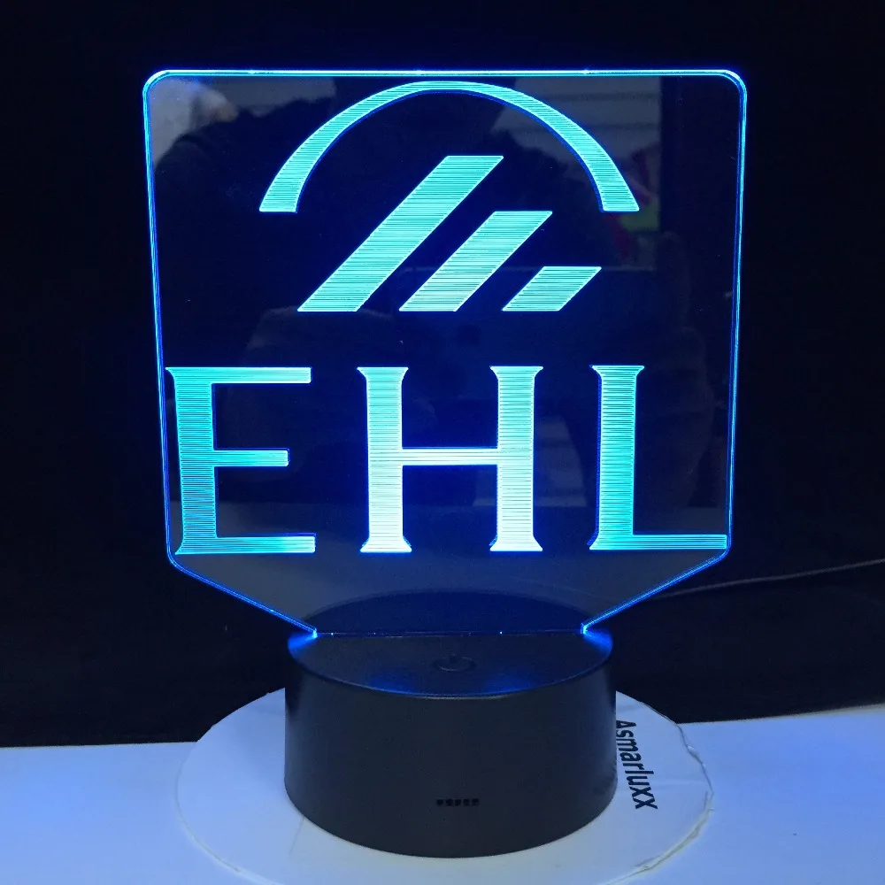 EHL Швейцарский Ecole Hoteliere de Lausanne дизайн форма электрическая Иллюзия 3d светодиодный светильник 7 цветов Изменение для праздничного подарка