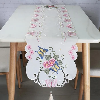 

Pink Flowers Embroidered Cloth Tea Table Mat Towel Simple Modern Table Mat Table Flag Home Decoration Tablecloth