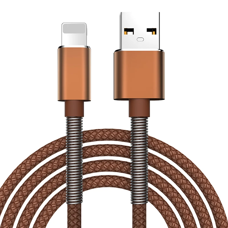 Suntaiho USB кабель пружинный кабель для iPhone 11 Pro Max XR XS X 8 7 6 Plus 2.4A Быстрая зарядка кабель для передачи данных провод Шнур адаптер - Цвет: Brown