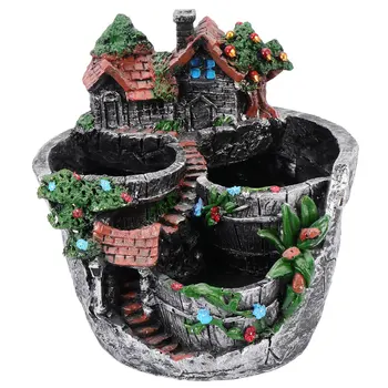 

Resin House Decoration Succulent Holder Succulent Flowerpot Desktop Ornament Flowers Baskets House Bonsai Home Decoration