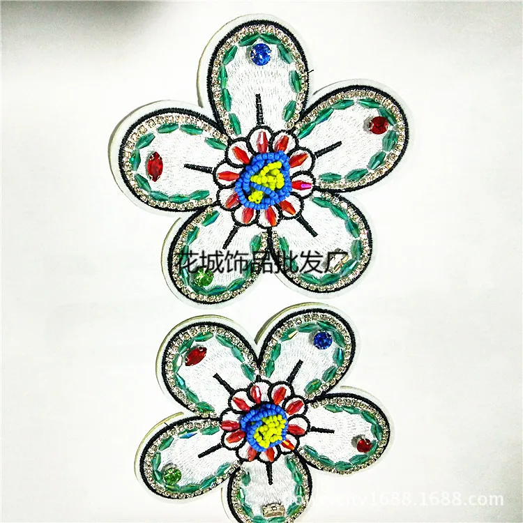 

New Style Embroidered Clothes Large Flower Handmade Nail Drill Clothing Corsage Computer Embroidery Shoes Accessories
