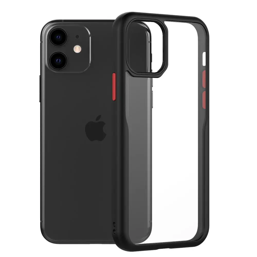 Ультратонкий Прозрачный чехол для iPhone 11 PC задняя панель TPU рамка устойчивый к царапинам чехол Защитный чехол для iPhone 11 6,1 дюймов - Цвет: black