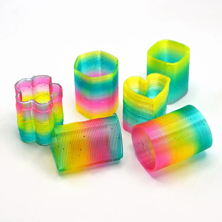 Special Shape Rainbow Ring Children Rainbow Ring Plastic Coil Magic Circle Elasticity School Related Hot Selling Students Toy