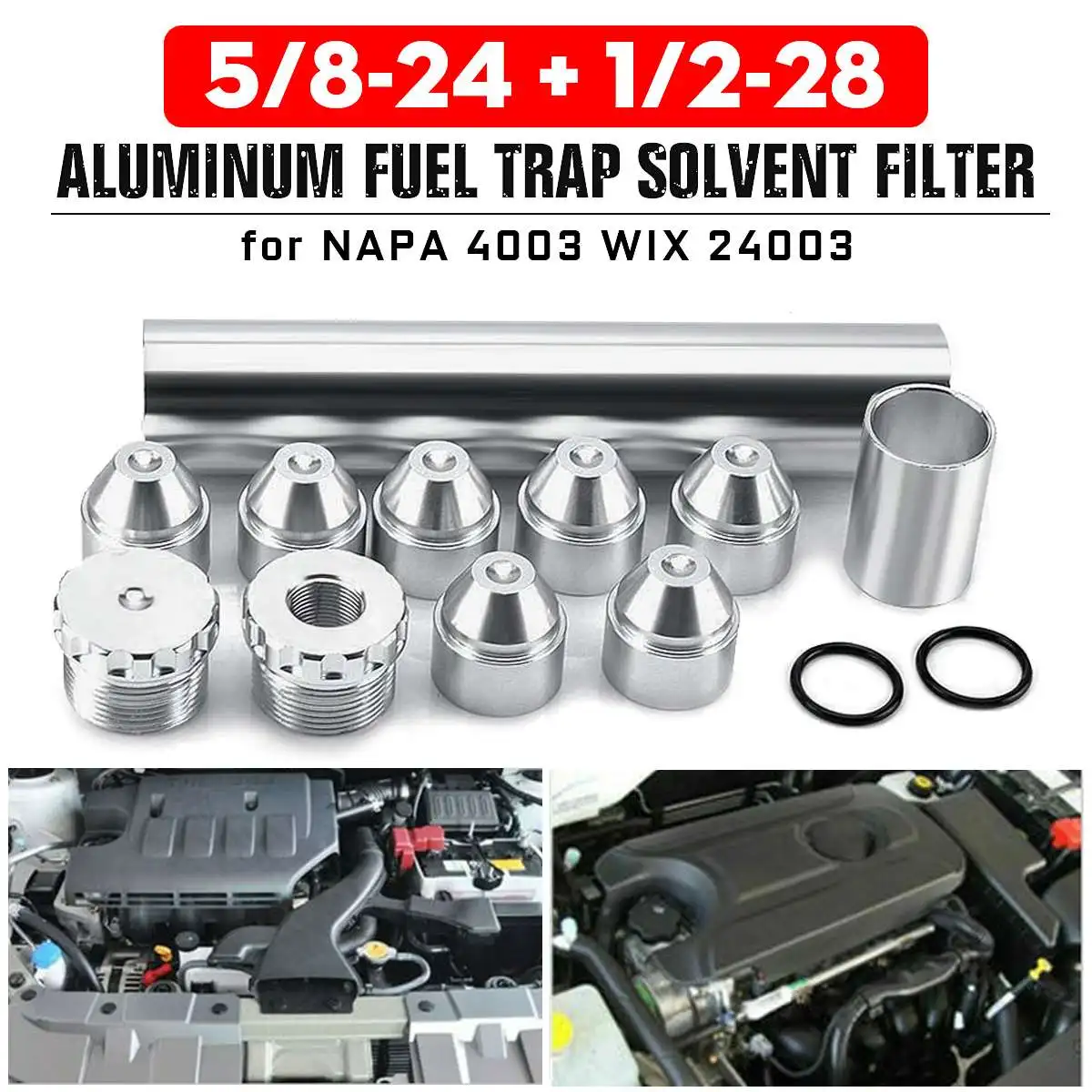 Алюминий 16x1/2-28+ 5/8-24 автомобиля растворитель ловушка автомобильный топливный фильтр для Напа 4003, 24003 1-3/4 ''x10'' 1,70''