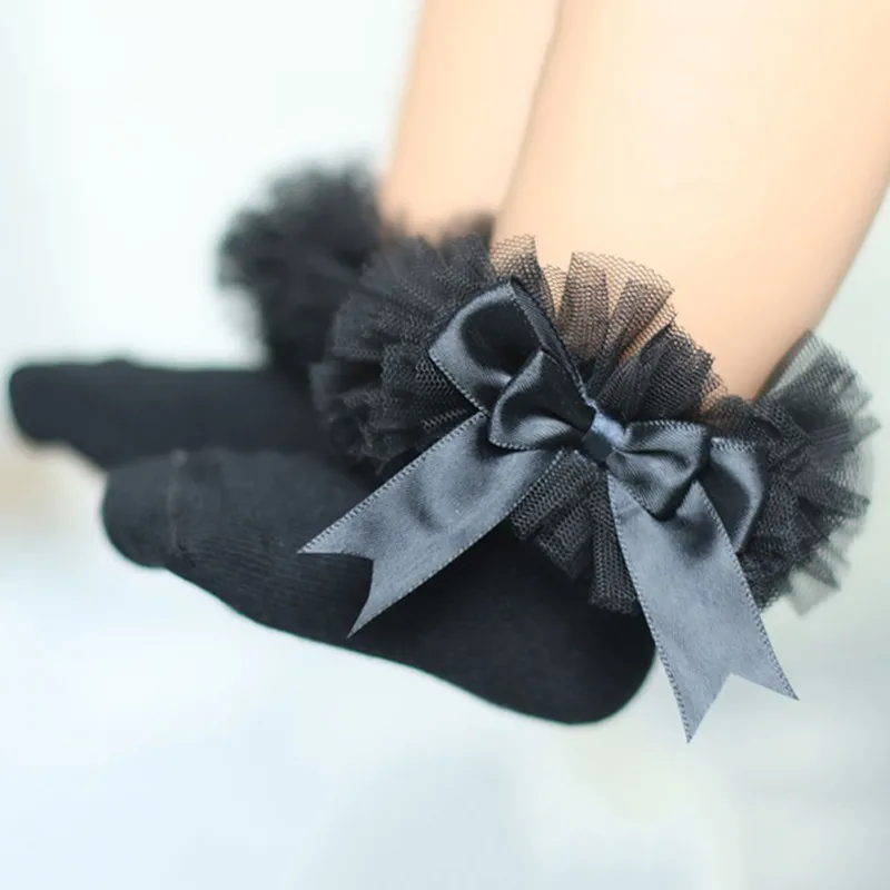 Baby Girls Ankle Socks Toddler Kids Bowknot Lace Cotton Socks