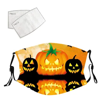 

Print Halloween Mouth Masks For Women Men Face Cover With Filters Dustproof Reusable Fabric Face Mask Mouth-muffle Mascarillas