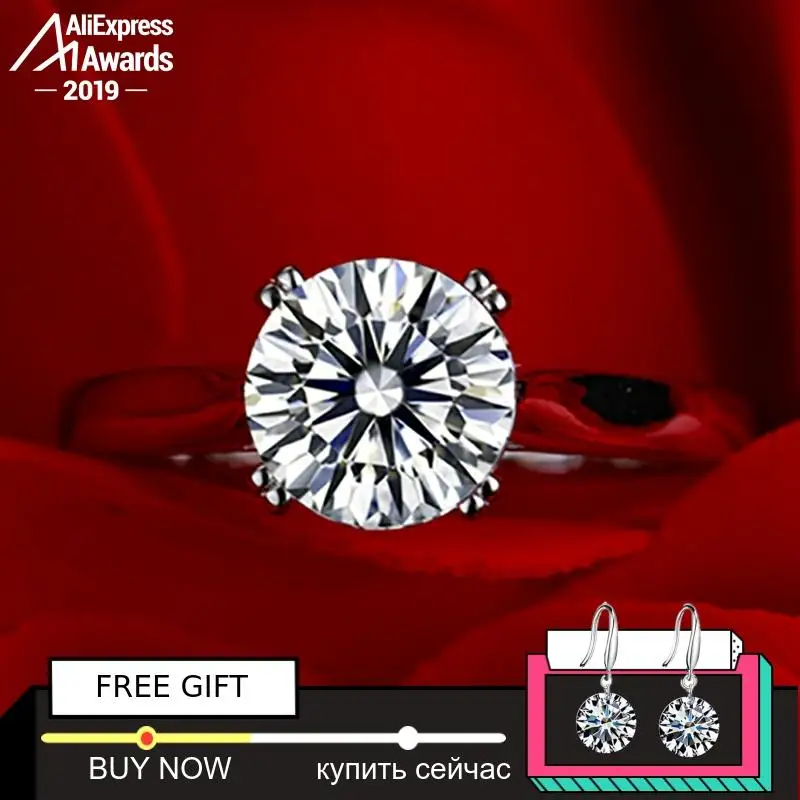 

1*8mm Round Cut S925 Fancy Fine Jewelry sterling silver ring Lab-created diamond Carat 4Cs wedding proposal dream