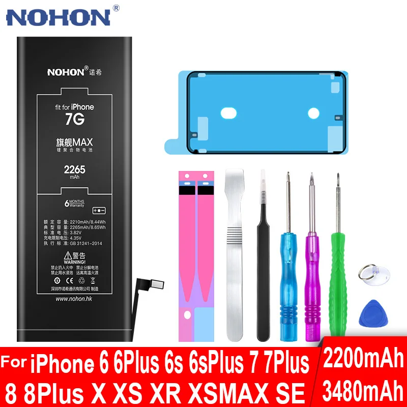 Оригинальный NOHON мобильный телефон аккумулятор для iPhone 6 S 10 X XR XS Max 7 8 Plus 6Plus 7Plus iPhoneX