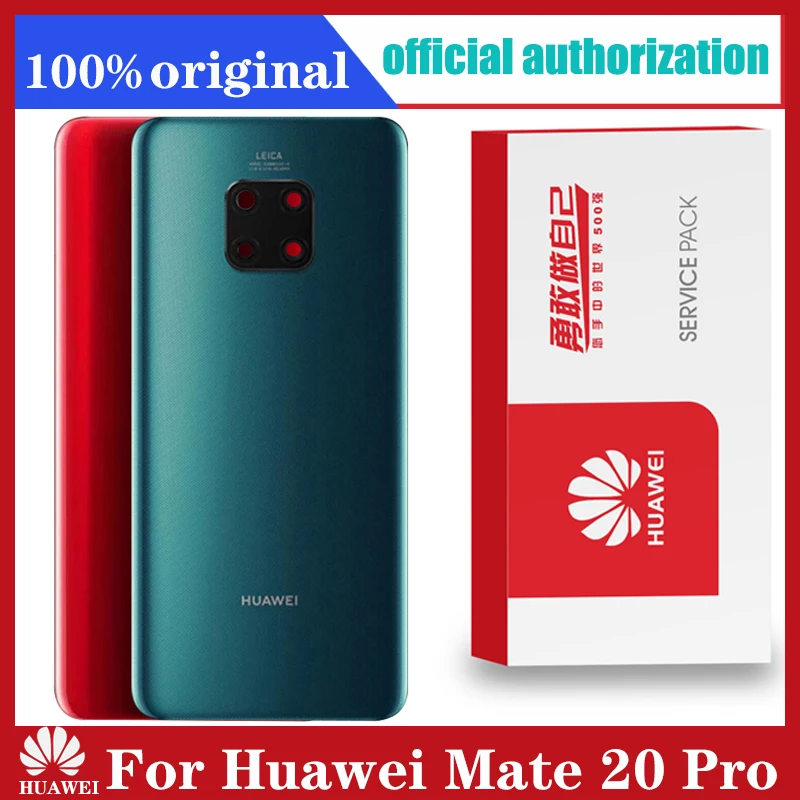 Оригинальная Замена заднего корпуса для Huawei Mate 20 Pro задняя крышка батарейное стекло с наклейкой на объектив