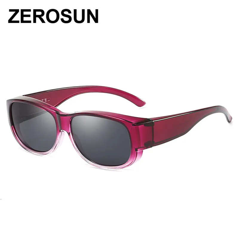 gradient purple Zerosun Fit on поляризованные солнцезащитные очки для женщин и мужчин, очки для вождения, рыбалки, близорукости, водителя, дальнего видения, UV400 - Цвет линз: gradient purple