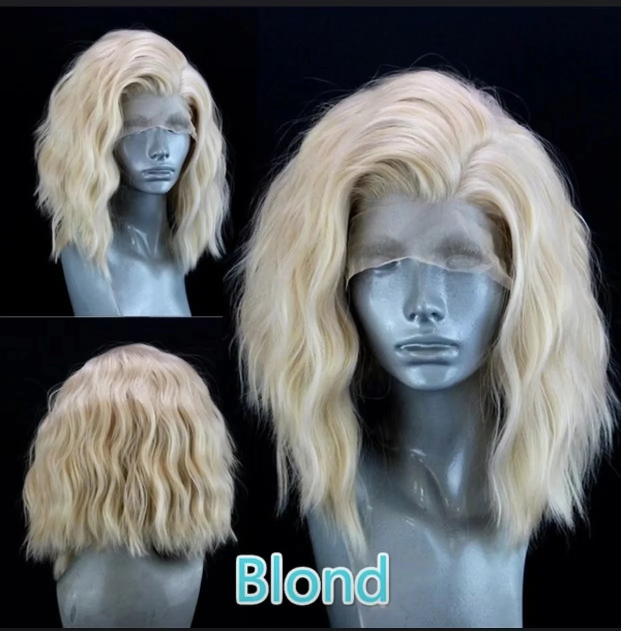 

Meinmod Bob Blonde Natural Curly Synthetic Lace Front Wig for Women Glueless Heat Resistant Fiber Glonden Blonde Lace Front Wig