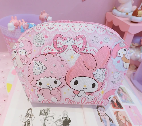 Мультфильм Sanrio Ползунки с принтом «Хэллоу Китти» с рисунками из мультфильма «My Melody Cinnamoroll Pompompurin персонажи Little Twin Stars косметичка милая сумка для хранения косметики для подарок для девочек - Цвет: Светло-серый