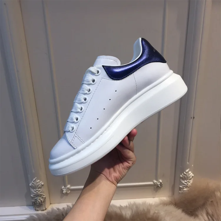 Leather navy Женская обувь на платформе; женские кроссовки; белая обувь; кроссовки на массивном каблуке; женская обувь; Брендовая обувь из натуральной кожи - Цвет: Leather navy