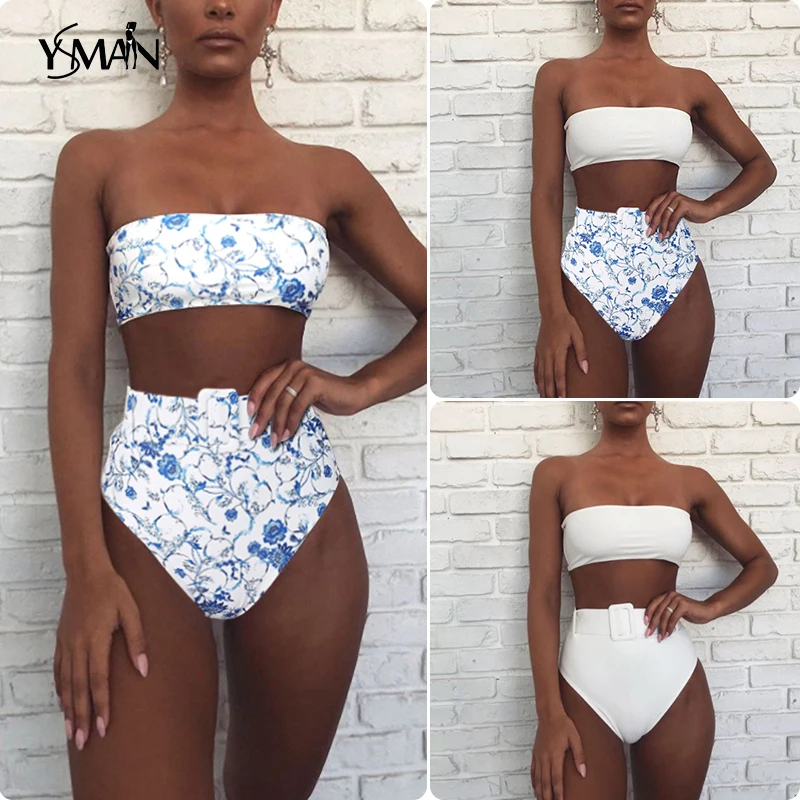 

Yisiman Bathing Suit High Waist Bikini Set 2019 Fashion Biquini Sexy Bandeau Bikini Set Swimwear Female Two Pieces Swimsuit