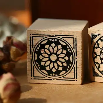 

Wooden seal retro pattern student hand account tool wooden seal